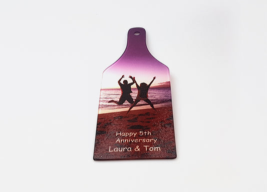 Personalised Photo wine bottle Worktop Saver (Textured Glass)